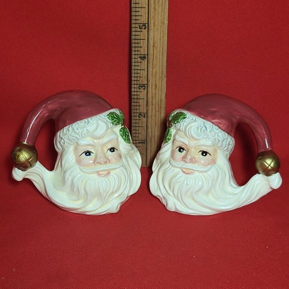 VTG Fitz and Floyd Christmas Holiday Santa Claus Face Salt & Pepper Shaker Set - Picture 9 of 13